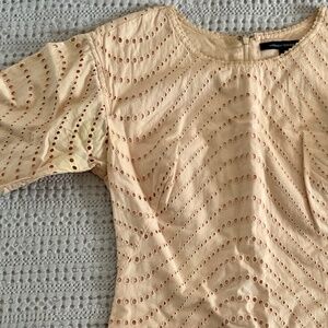French Connection Eyelet Cotton Dress Nude/natural Size 2